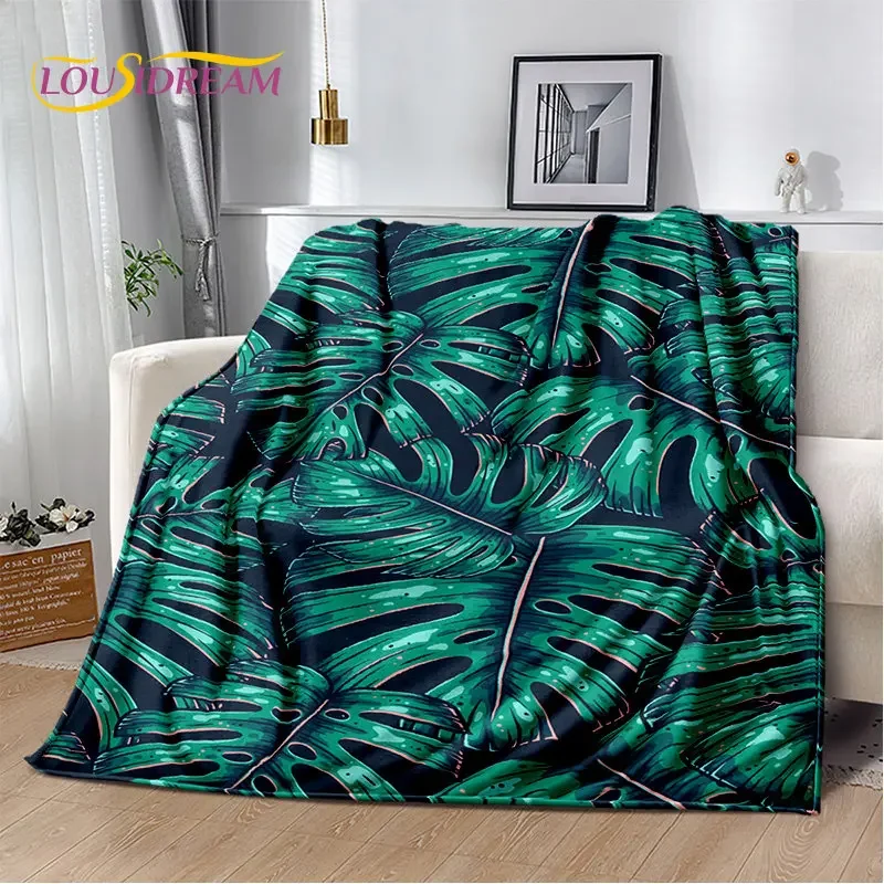 Plantain Leaf Tropical Plant Leaf Soft Plush Blanket,Flannel Blanket Throw Blanket for Living Room Bedroom Bed Sofa Picnic Cover