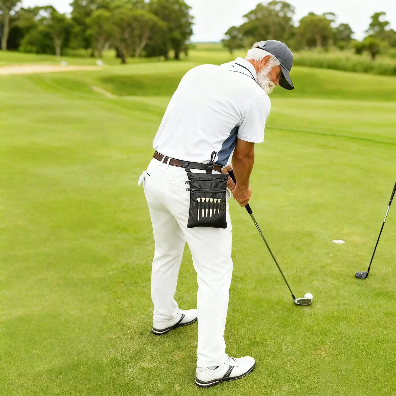 Golf Ball Bag Zipper Waist Pocket With Zipper Golf Tee Bag Pouch For Belt Backpack Outdoor Training Practice Travel Gym Men Dad