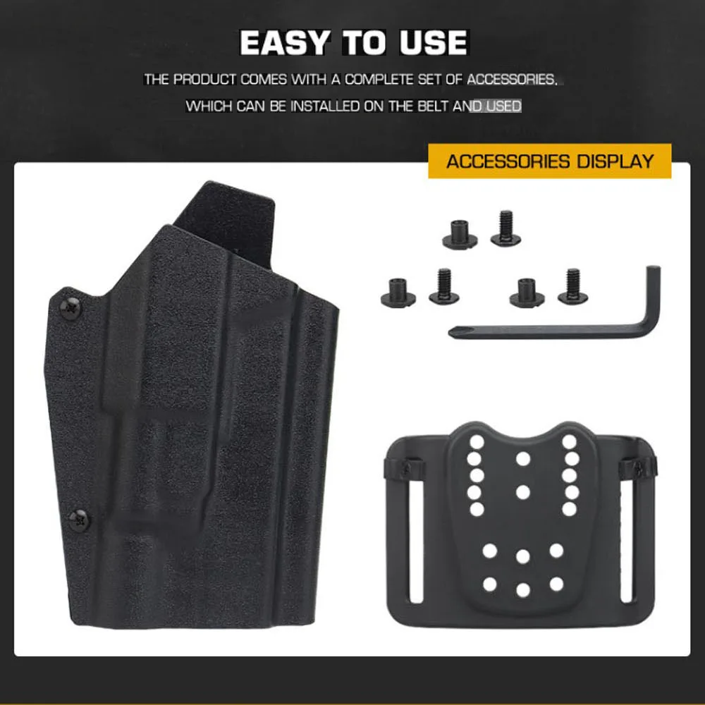 KYDEX Tactical Holster Lightweight For Glock 17/19/19X/45 With X300 Flashlight Quick Draw Hunting Pistol Holster Waist Belt Gear - view 6