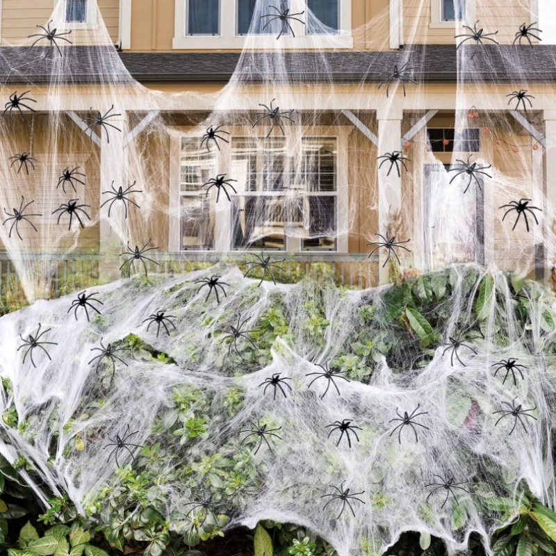 1-20 piezas telaraña de algodón elástico para Halloween, telaraña de terror, accesorio para casa embrujada, Bar, escena de fiesta, decoración aterradora, uso de exhibición