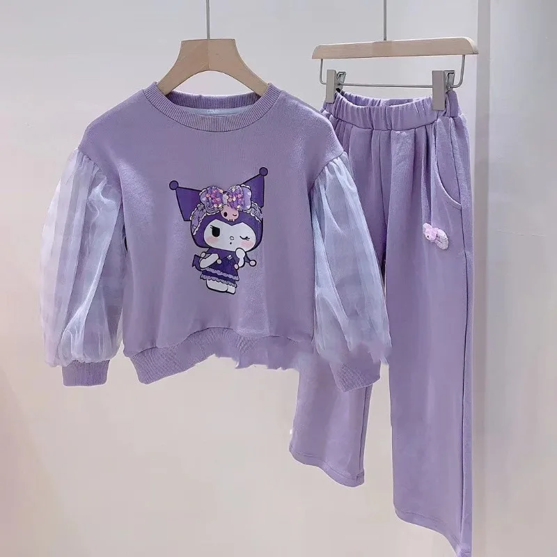 

Kawaii Kuromi Sanrio Students Cute Cartoon Warm Hoodie Children Comfortable Sportswear Trousers Blouse Birthday Gift for Kids