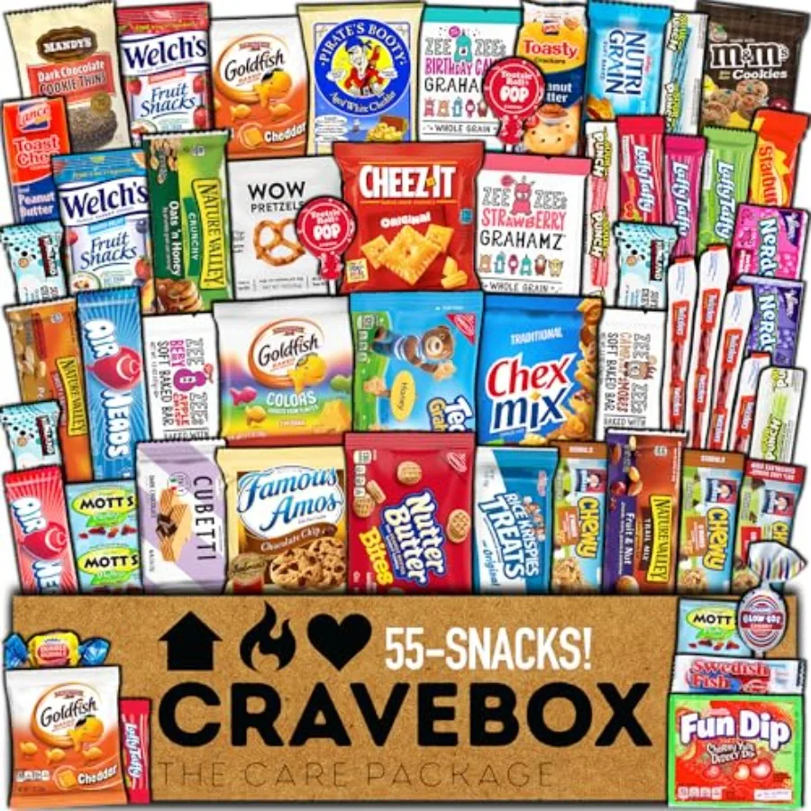 

CRAVEBOX Snacks Box Variety Pack Care Package 55 Count Easter Treats Gift Basket Adults Grandkids Guys Girls Women Men Boyfrien