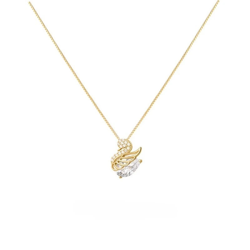 Luxurious Exquisite Sterling Silver Little Swan Gold Color Pendant Necklace for Women Collarbone Chain Jewelry Girlfriend's Gift image 6