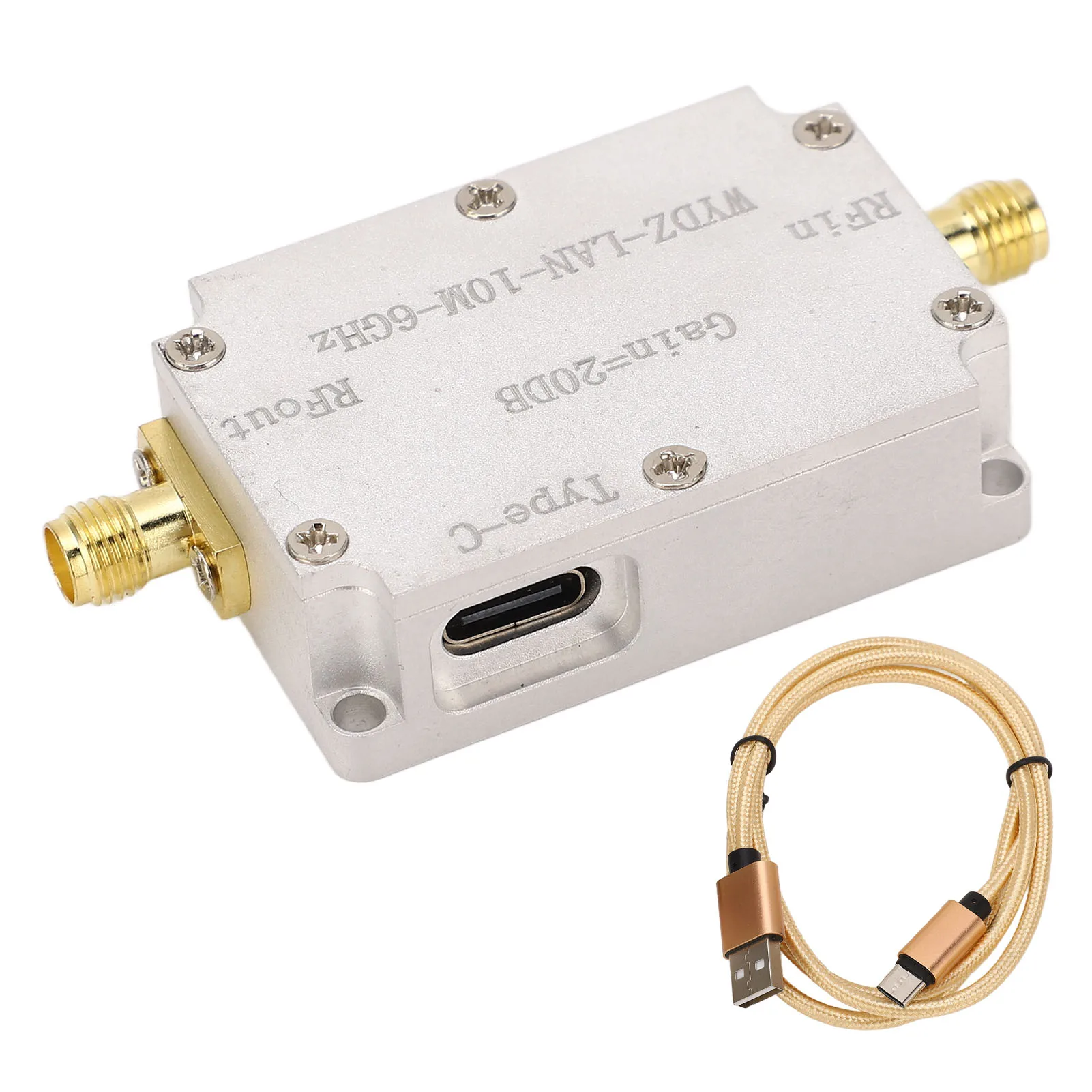 New High Flatness Amplifier 10M‑6GHz Type C 20DB Gain SMA Female Output Interface 80mA LNA Low Noise Amplifier for GPS Receiver