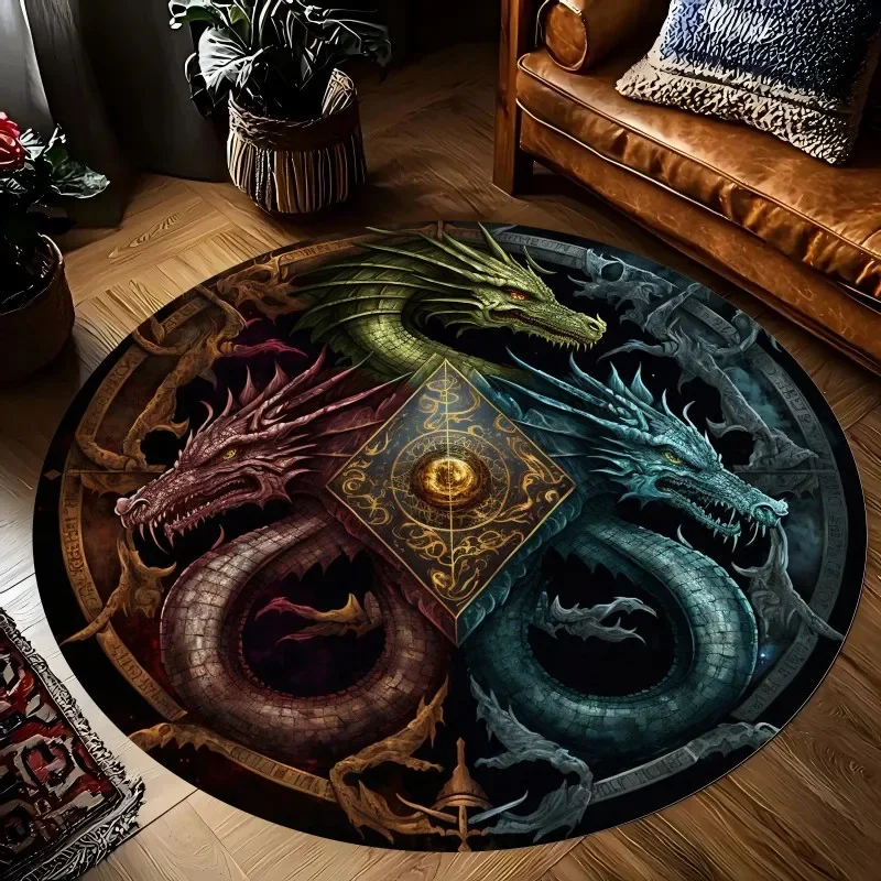 

Alfombras redondas con estampado de dragón y Fénix Yin Yang para el hogar, sala de estar, украшение для общежития, alfombra ant