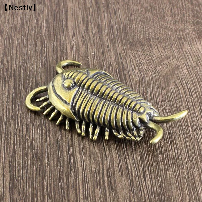 1/2Pcs Cambrian Trilobite Brass Desk Decoration Retro Small Figurine Tea Pets Home Office Ornaments Souvenir Gift〔Nest〕