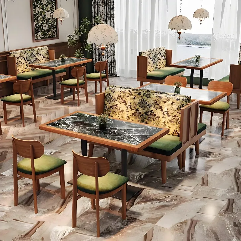 Western restaurant, café hotel or milk tea shop designModern Southeast Asian style stone table dining chair set