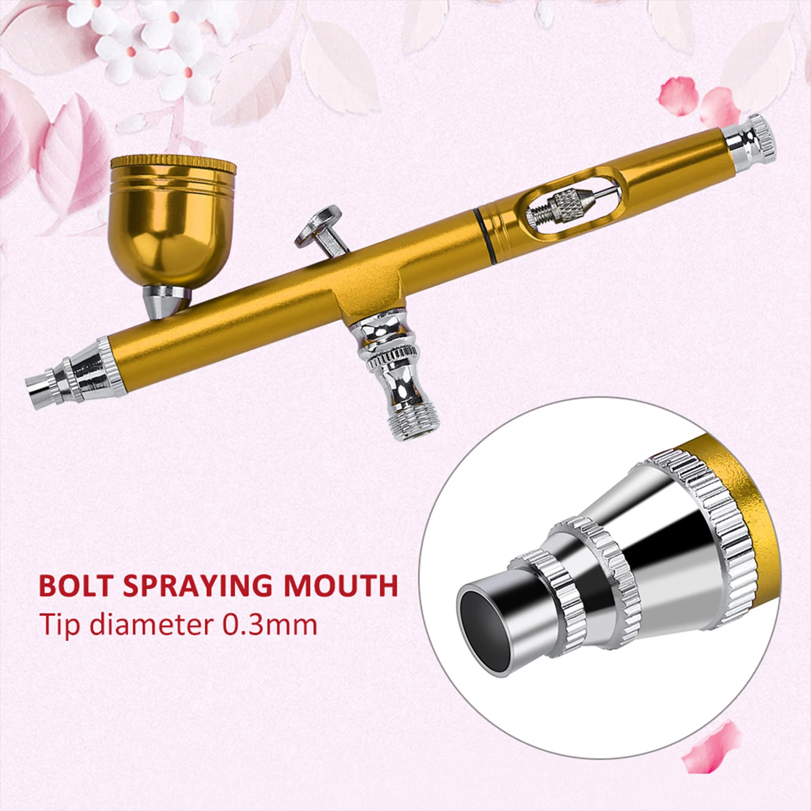 Pistola per spazzola ad aria con alimentazione a gravità 2 colori 0,3 mm Pistola per aerografo con alimentazione a gravità Pistola a spruzzo Arte Vernice per tatuaggi Strumenti per la decorazione di torte per unghie