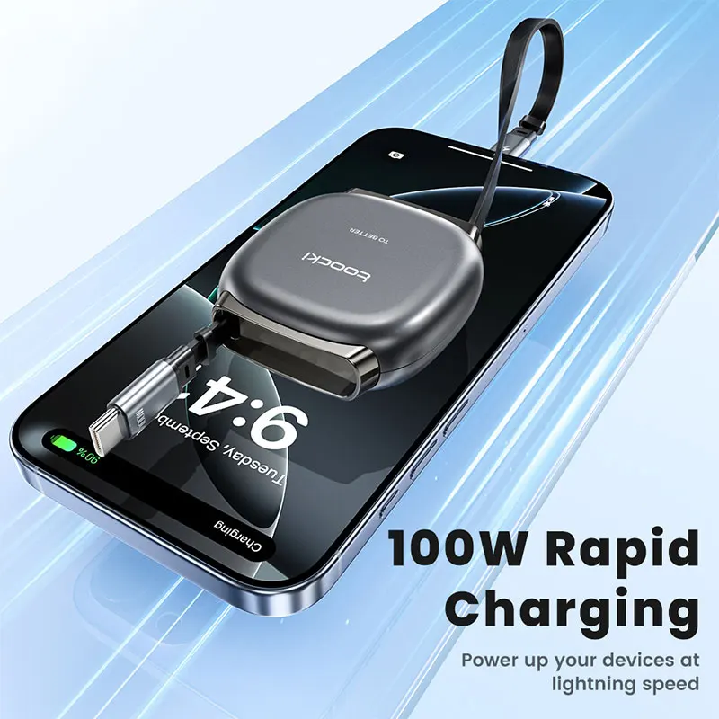 100W Type C Retractable Cable For iphone 16 15 Pro Max Samsung Fast Chaerger Cable Mini Size 480Mdps Data Cable image 4