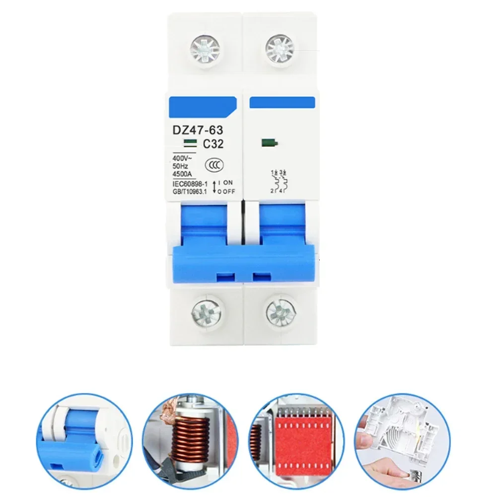 1/2P Circuit Breaker DZ47-63 For Solar PV Circuit Breaker 32A Circuit Breake PV System Power Supply Accessories