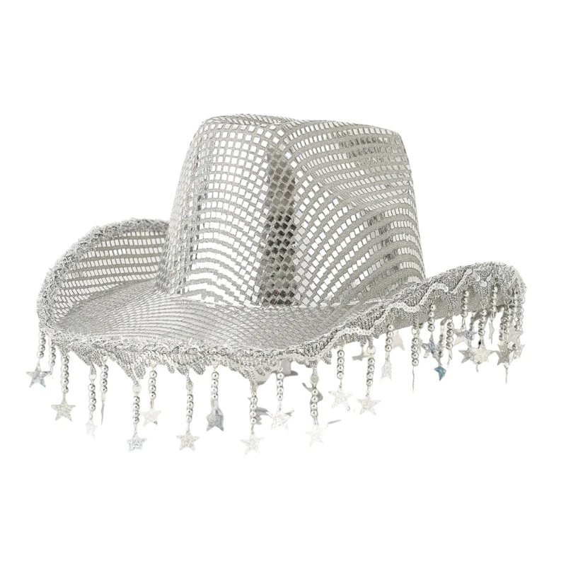 Blingbling Bride Hat Heavy Duty Star Mirrored Cowboy Hats for Live Show Drop Shipping