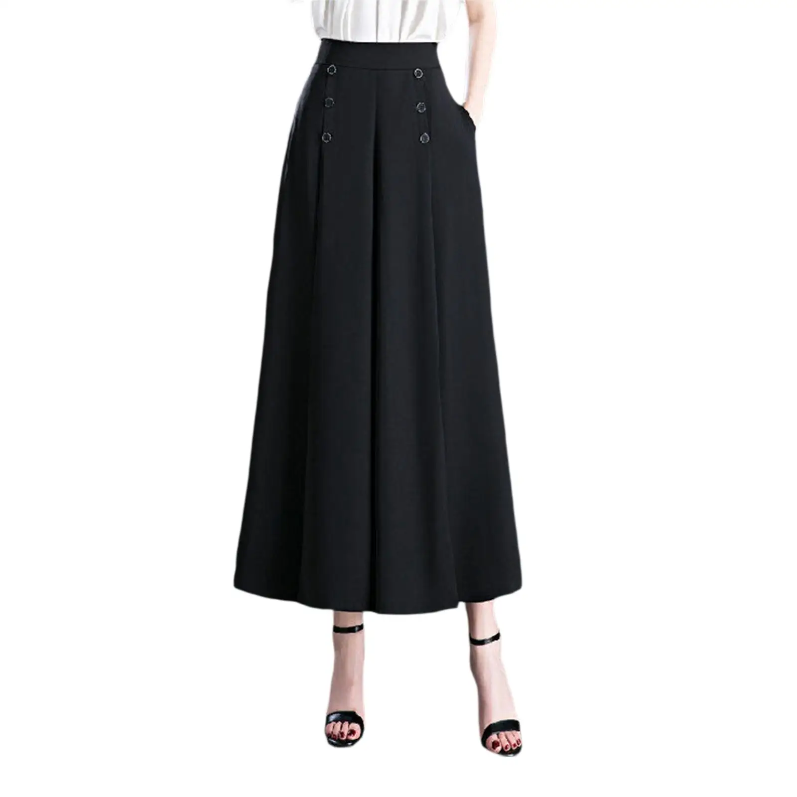 Womens Wide Leg Pants Straight Leg Long Trousers with Lightweight Airy Pockets Suitable for Days Home Office