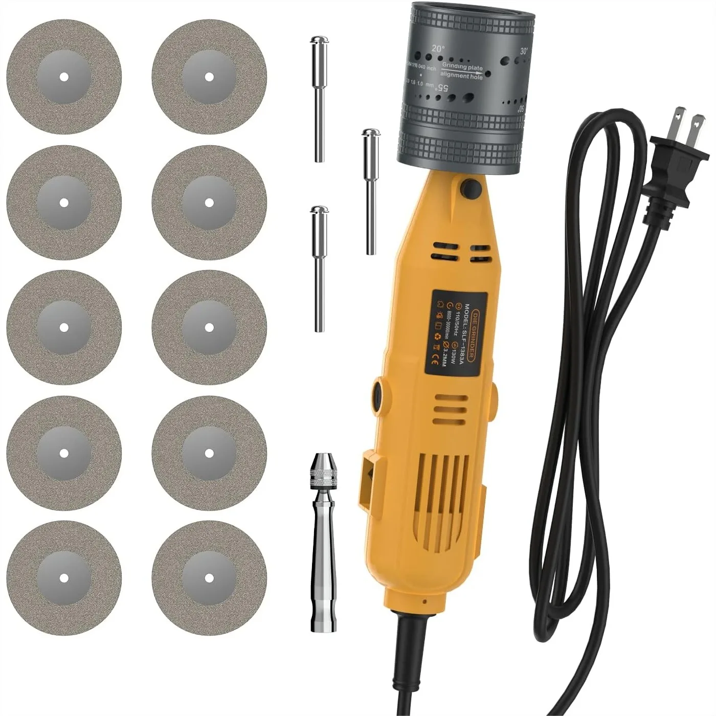 

Tungsten Electrode Sharpener Grinder for TIG Welding, 6 Sizes 8 Angles, Portable Rotary Tool with 10 Diamond Wheels and 3 CNC