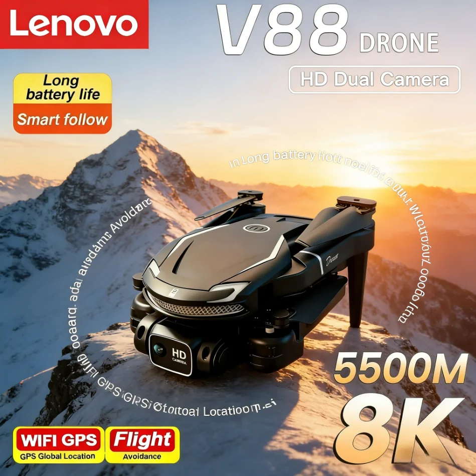 

Lenovo V88 Drone 8K 5G GPS Professional Aerial Photography Remote Control Aircraft HD Dual Camera Quadcopter Toy UAV 2026