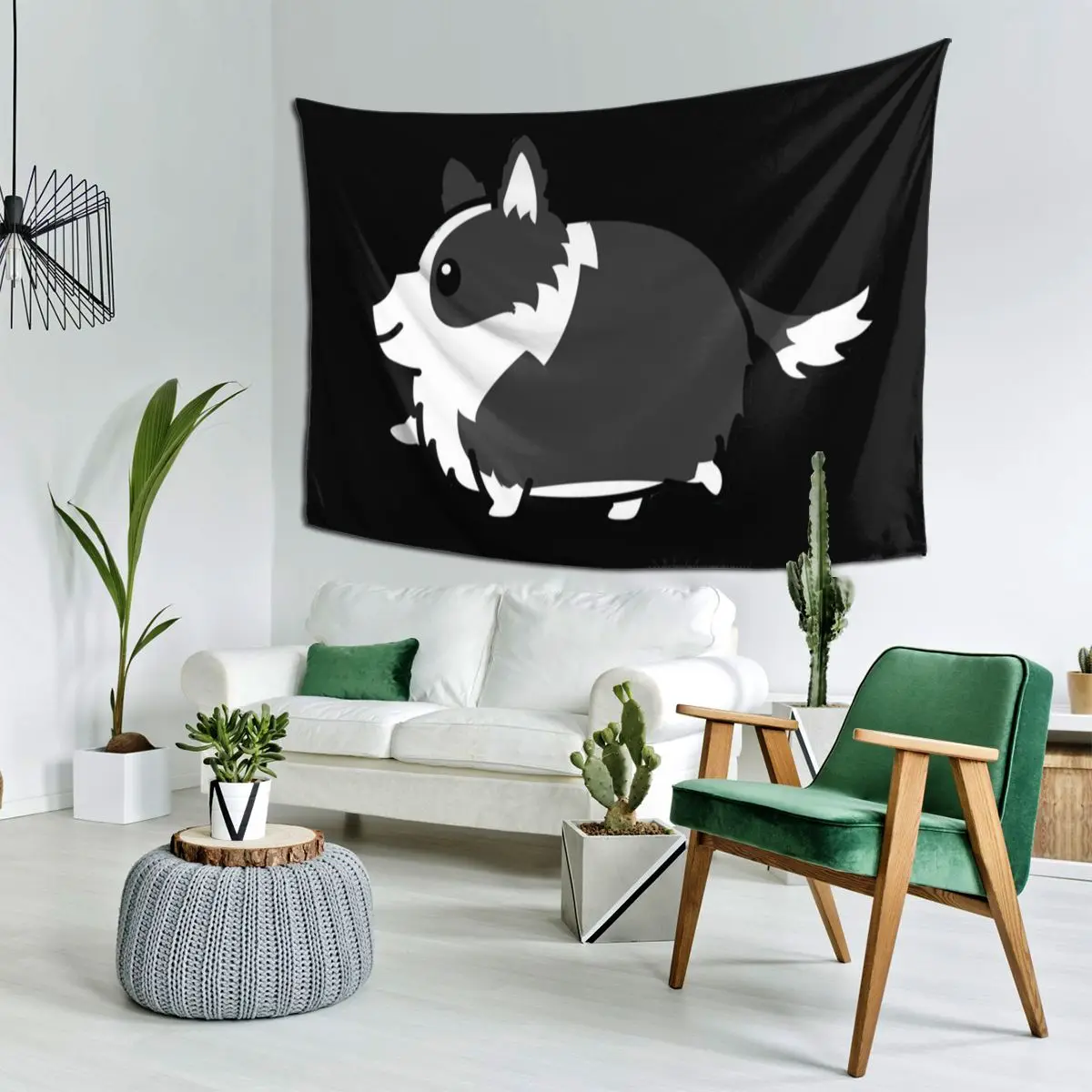 Cute Border Collie Tapestry Funny Wall Hanging Aesthetic Home Decoration Tapestries for Living Room Bedroom Dorm Room