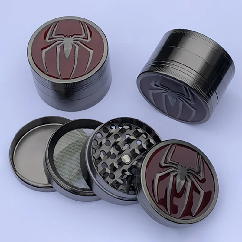 

52mm Spider Style Metal Herb Grinder 4 Layer Tobacco Crusher Manual Smoking Accessories Christmas Gift For Men
