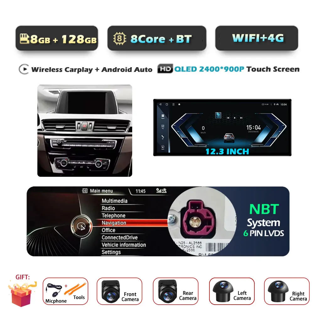 Voor BMW X1 F48 2016-2019 NBT/EVO Systeem Android 15 GPS Navigatie WiFi Auto Audio Multimedia Speler DSP Stereo BT Touchscreen