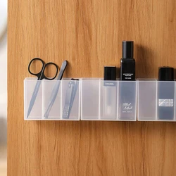 Wall Mounted 3Grids Organizer Mirror Cabinet Self-adhesive Small Objects Storage Box Eyebrow Pencil Lipstick Lip Glaze Organizer