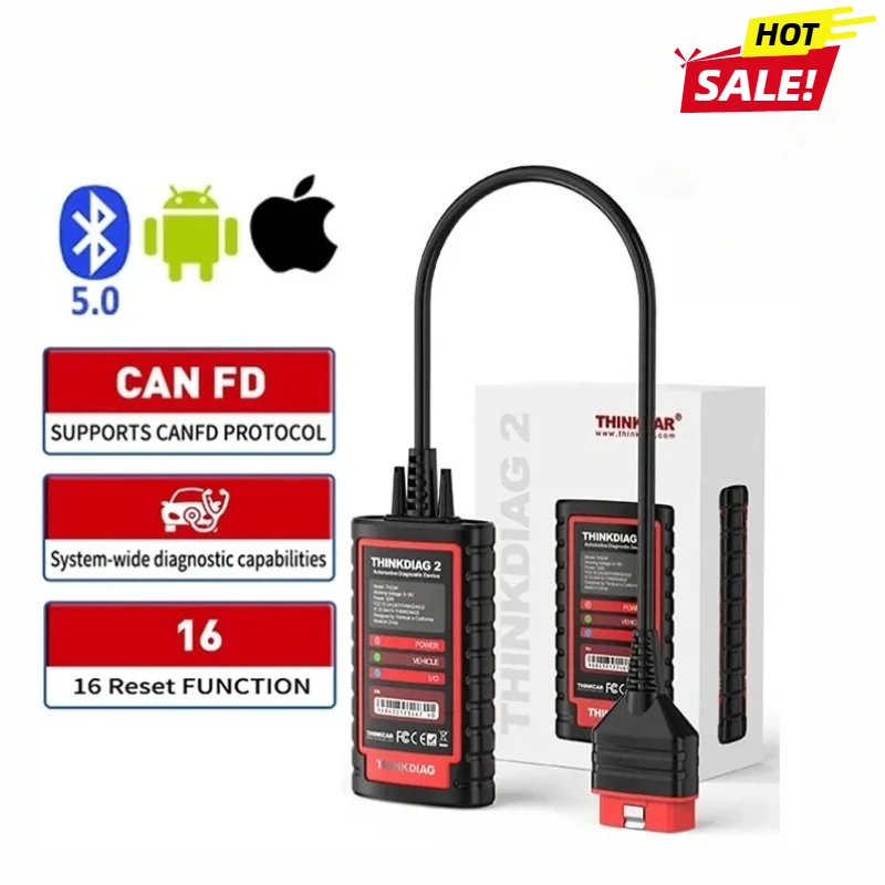 THINKCAR THINKDIAG2 Car OBD2 Scanner Code Reader Full System 16 Resets CAN FD ECU Coding Auto Professional Diagsnostic Tool