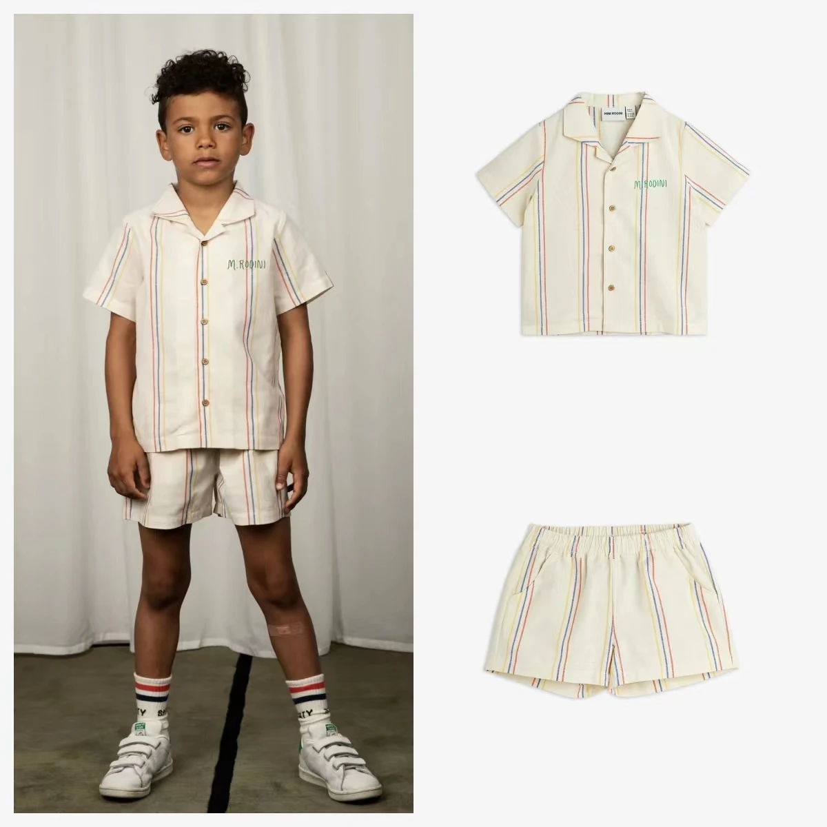 

2024 Pre-sale new mini striped shirt and shorts for boys and girls