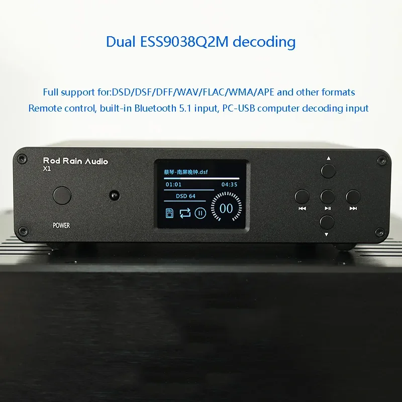 Цифровой музыкальный плеер Dual 9038Q2M с Bluetooth 5.1, декодированием DSD512 без потерь, Hi-Fi плеер, PCM384 кГц, QCC5125, аудиофильская конфигурация.