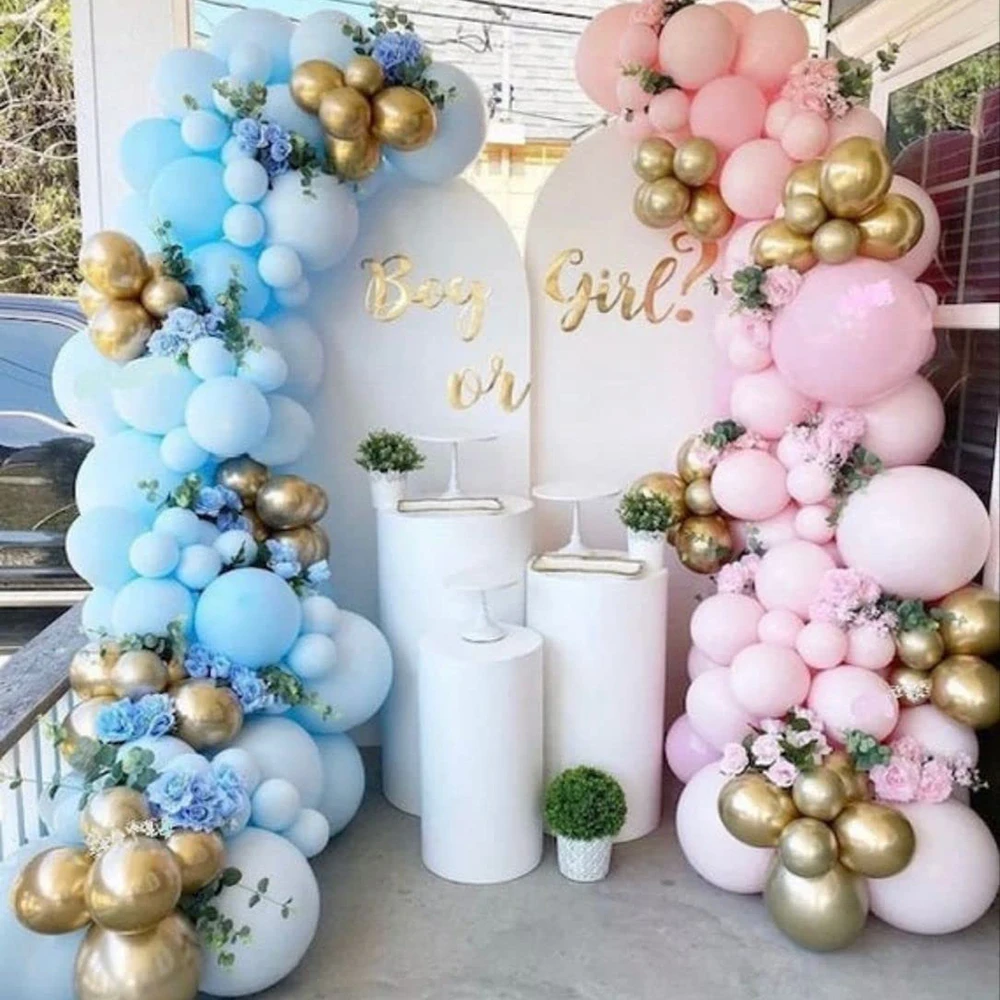 102 sztuk płeć odsłonić balon Garland Arch zestaw chłopiec lub dziewczyna Baby Shower balon różowy turkusowo-złota Ballon urodziny dekoracja na