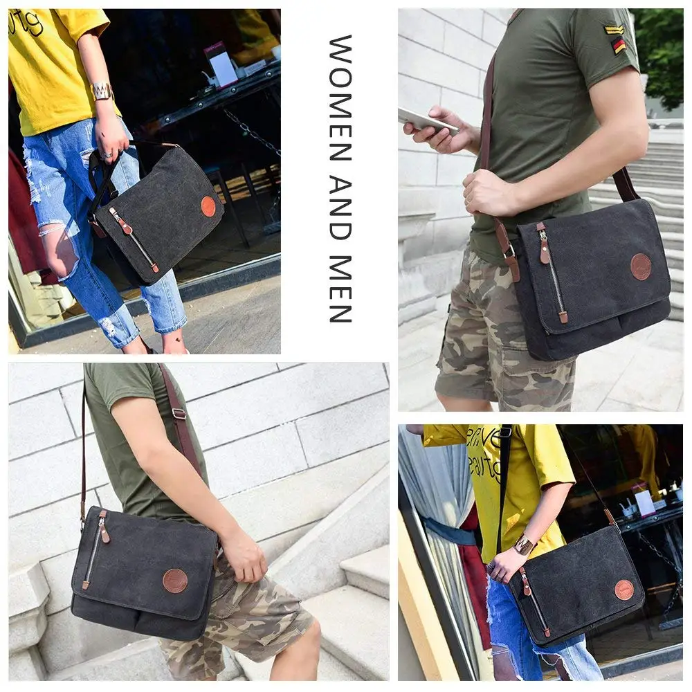 Imagem -06 - Polegada Lona Mensageiro Bolsas de Viagem Ocasional dos Homens Durável Crossbody Bolsa para a Escola Bolsa de Ombro Maleta Ajuste Portátil 1315.6