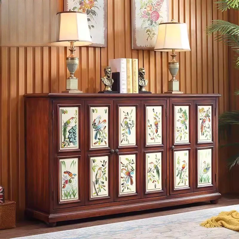Flowers and birds all solid wood activity baffle shoe cabinet dining edge folding door porch partition - view 4
