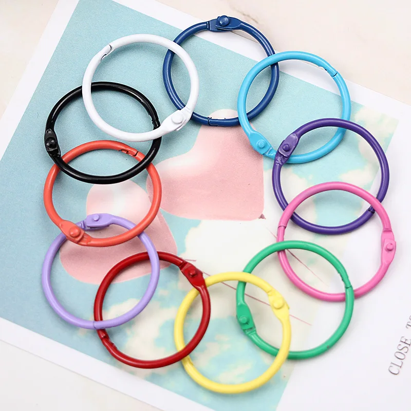 10Pcs/Lot 30mm Colorful Metal Alloy Card Ring Key Binder Jump Ring DIY O Shape Keychain For Jewelry Making DIY Accessories