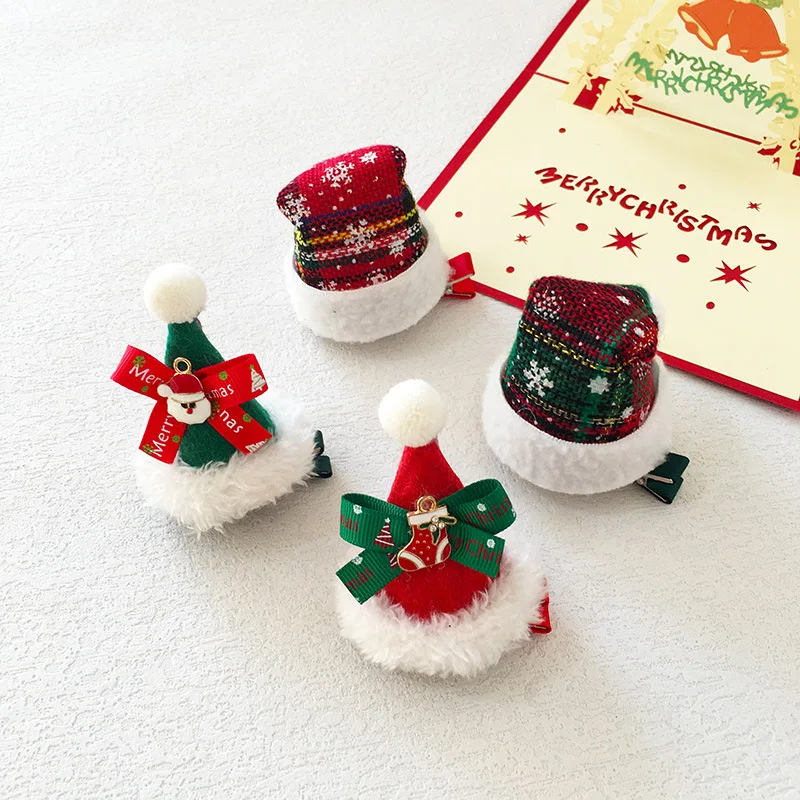 New Christmas Hairpin Cute Antlers Christmas Tree Hairpin hair ball bow Hair Clips Party Headwear Festival Girls Baby Hair Acces