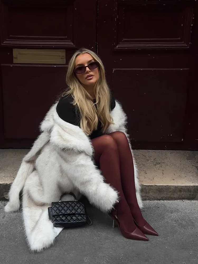 

Однотонное пальто из искусственного меха с лацканами, женское модное однотонное пальто с длинными рукавами и завязками на талии, свободная теплая куртка, женские повседневные пальто