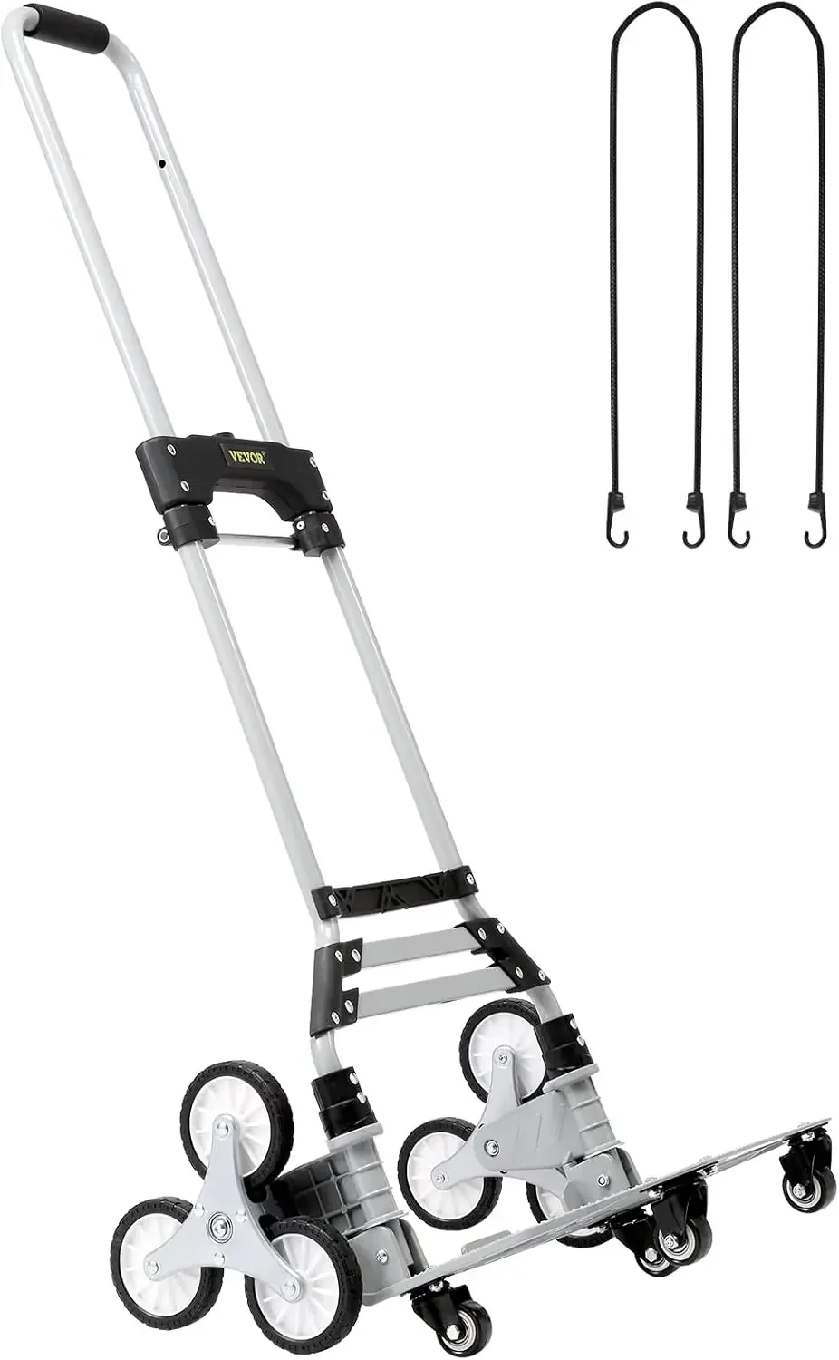 Stair Climbing Cart, 220 lbs Capacity Hand Truck with Adjustable Handle, Folding Dolly Cart for Stairs