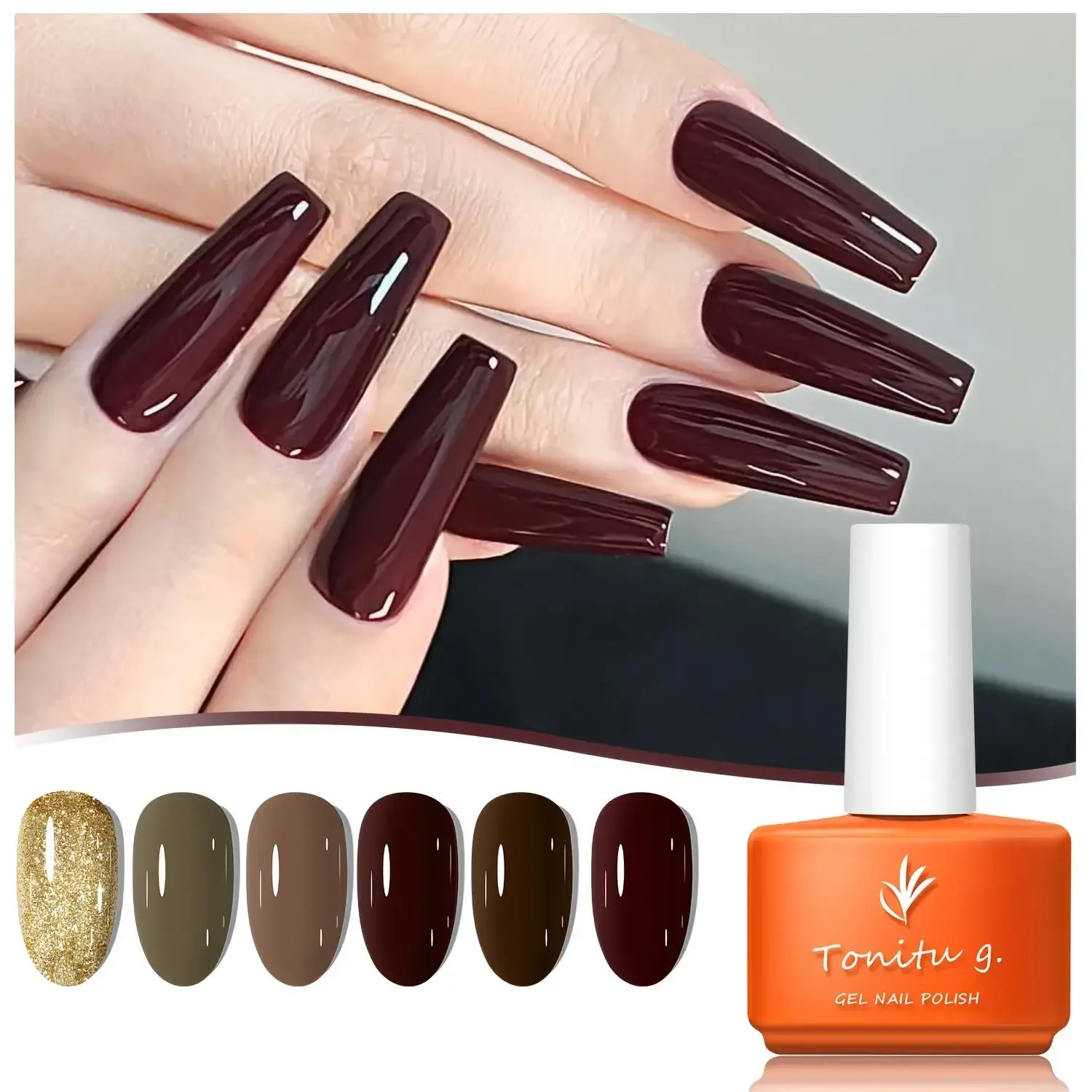 

Gel Nail Polish Set 6 Colors, Glitter Golden, Silvery, Macaron, Red, Gel Set, Soak Off UV/LED, for Salon Manicure and Home DIY