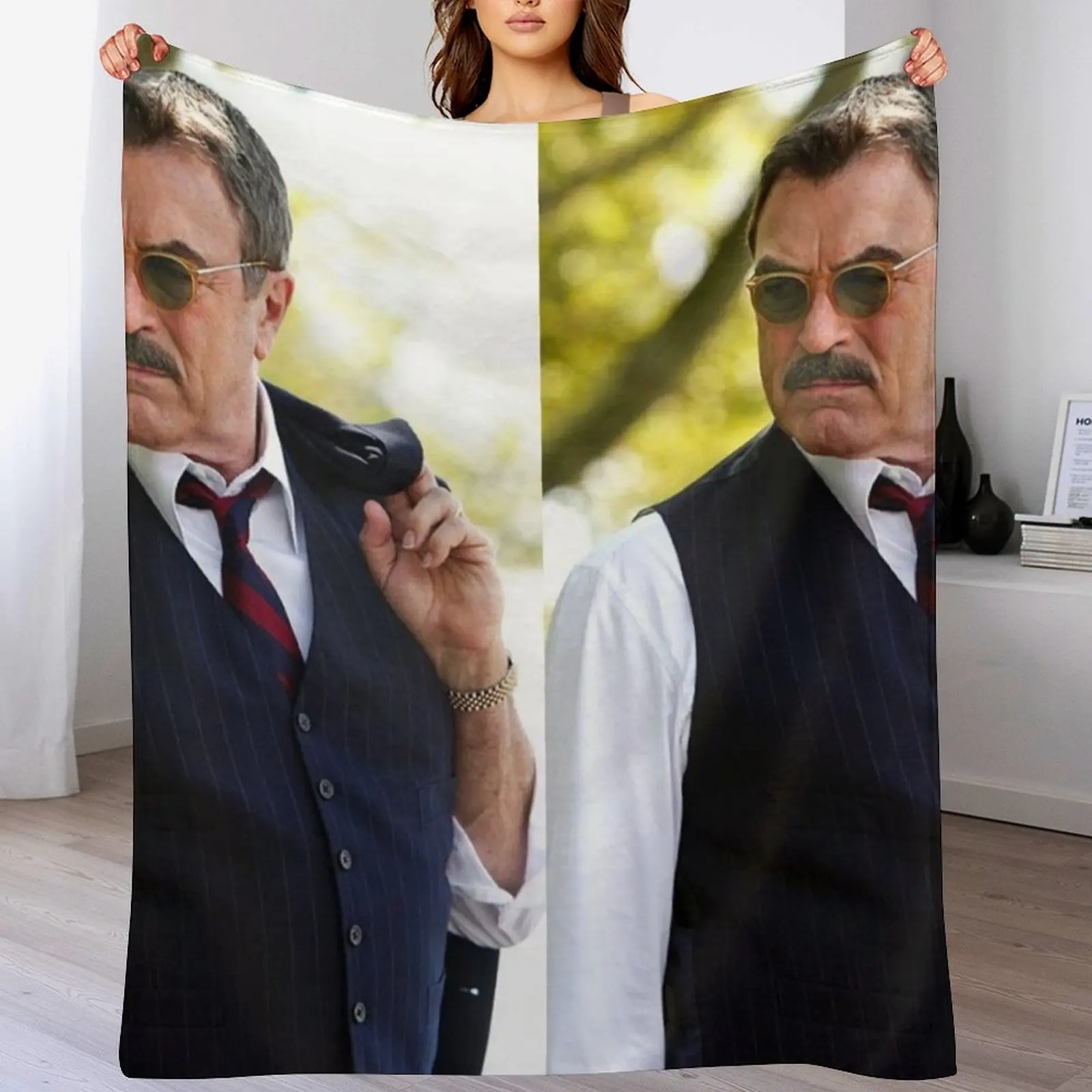 

Tom Selleck actor Throw Blanket Custom Weighted Blankets