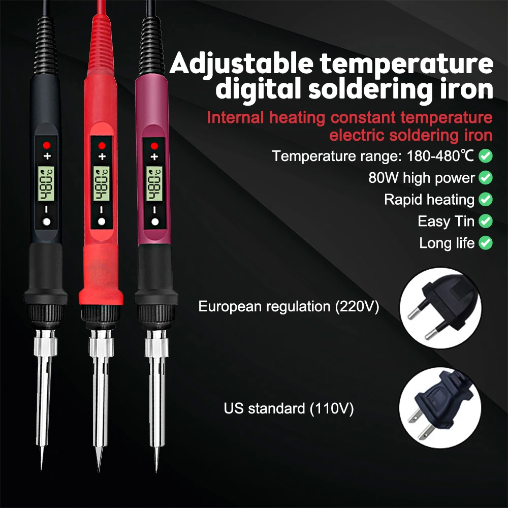 908S 80W Electric Digital Soldering Iron Station 220V 110V 180-480 ℃ Temperature Adjustable Welding Soldering Tips Tools