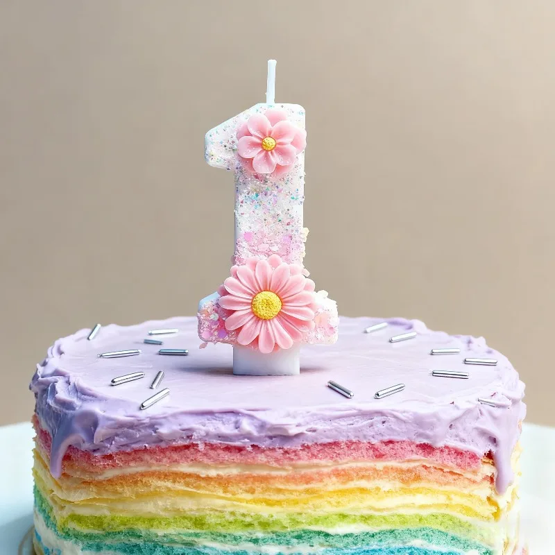 Rosa Gänseblümchen weiß wechselnde 0-9 digitale Kerzen Geburtstagskerze Kuchendeckel kreative Mädchen-Geburtstagsparty-Dekoration