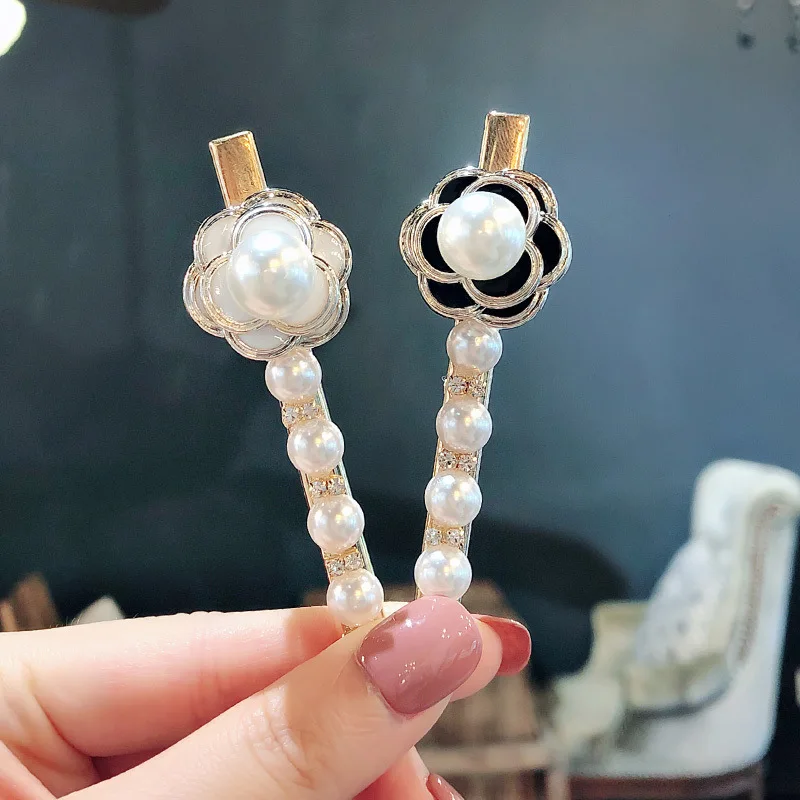 Faux Pearl Flower Duckbill Hair Clip for Women Side Fringe Top Pin Minimalist Korean Cute Daily Use Premium Lightweight Soft