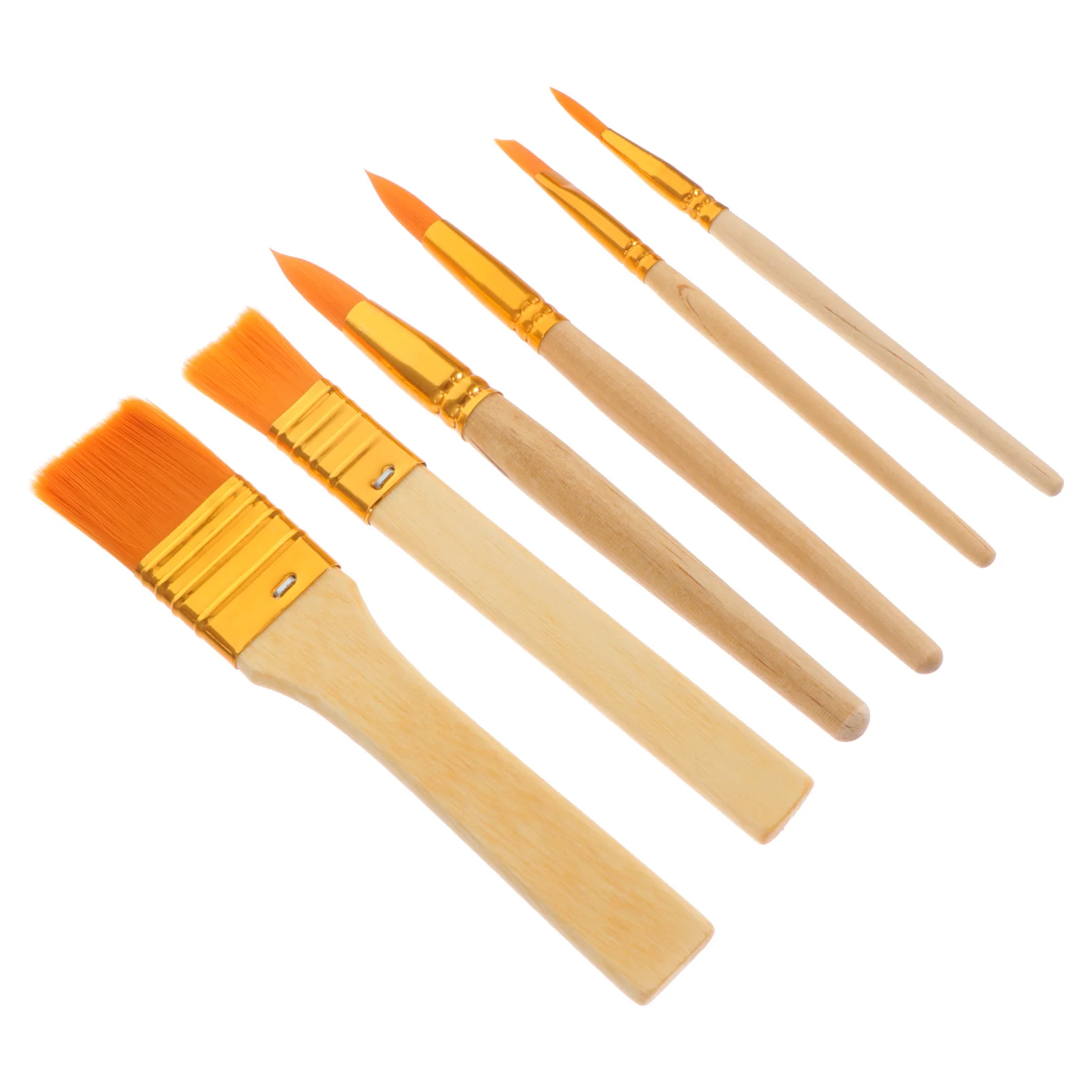 

6pcs Oil Paintbrush Set Yellow Wooden Handle Brushes For Watercolor Drawing Art Craft Portable Painting Tools Oil Painting Kit