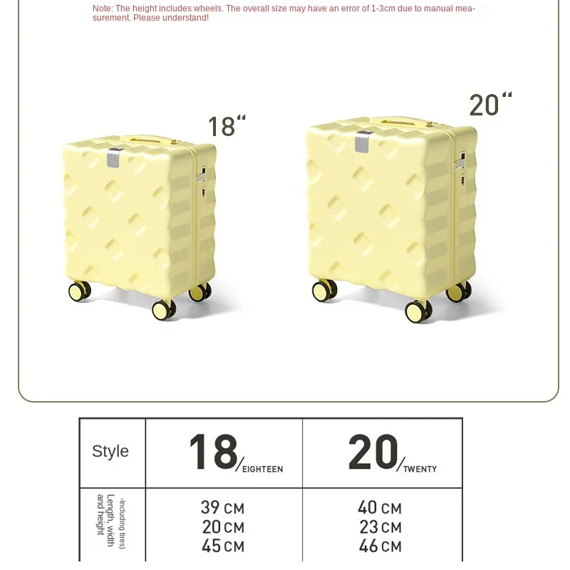 Multifunctional Small Suitcase Can Sit on Luggage 18/20 Inch Boarding Cabin Suitcase Lightweight Password Lock Trolley Case