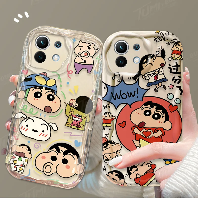 C-Crayon S-ShinChan Wave Case For Xiaomi 13T 12T 14 13 12 11 Lite 5G NE 10T POCO X5 X6 Pro X3 NFC X4 GT F3 F4 F5 F6 M6 M5S C65