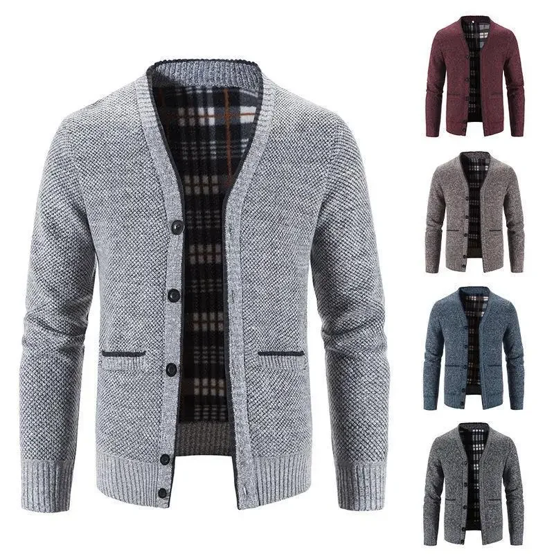 

2023 Knitted Men's Cardigan Outerwear Trend Korean Casual Spring Autumn Winter Thickened Sweater Outerwear