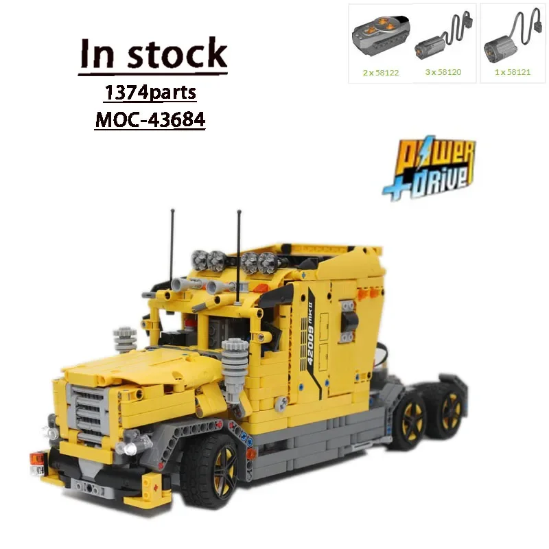 MOC-43684 Yellow New Style Transport Truck Building Block Model 1374Parts Educational Boy Kids Birthday Building Blocks Toy Gift