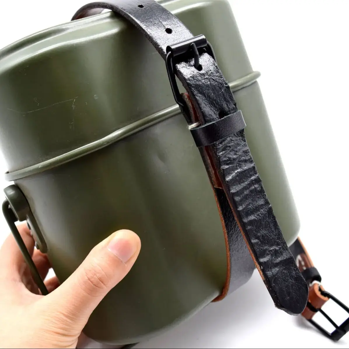 

German Army Field M31 Mess Tin Sling Canteen Leather Carry Straps Reproduction Cosplay