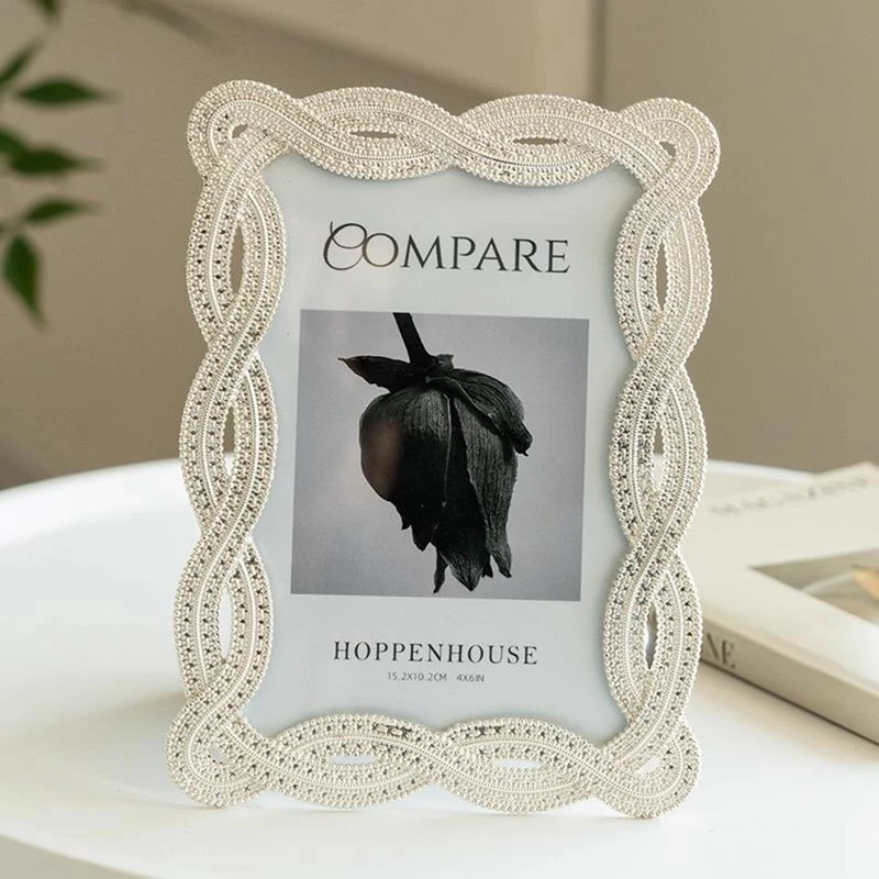 Fashion 6/7/ inches golden/ silver metal decorative  photo farmes marco de fotos bilderrahmen for homne desk decoration
