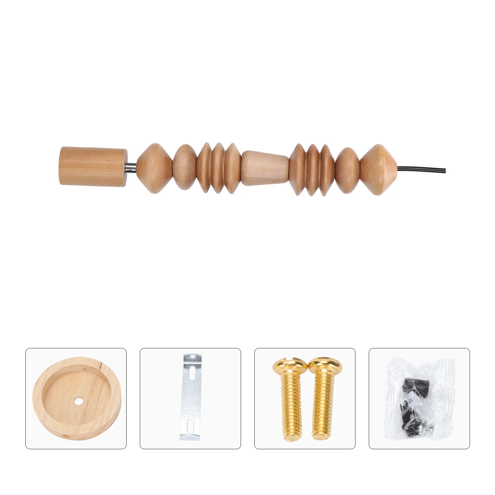 

1pc Diy Wooden Beads String Light Pendant Lamp Retro Ceiling Lighting For Home Kitchen Cafe Decor Vintage Chandelier