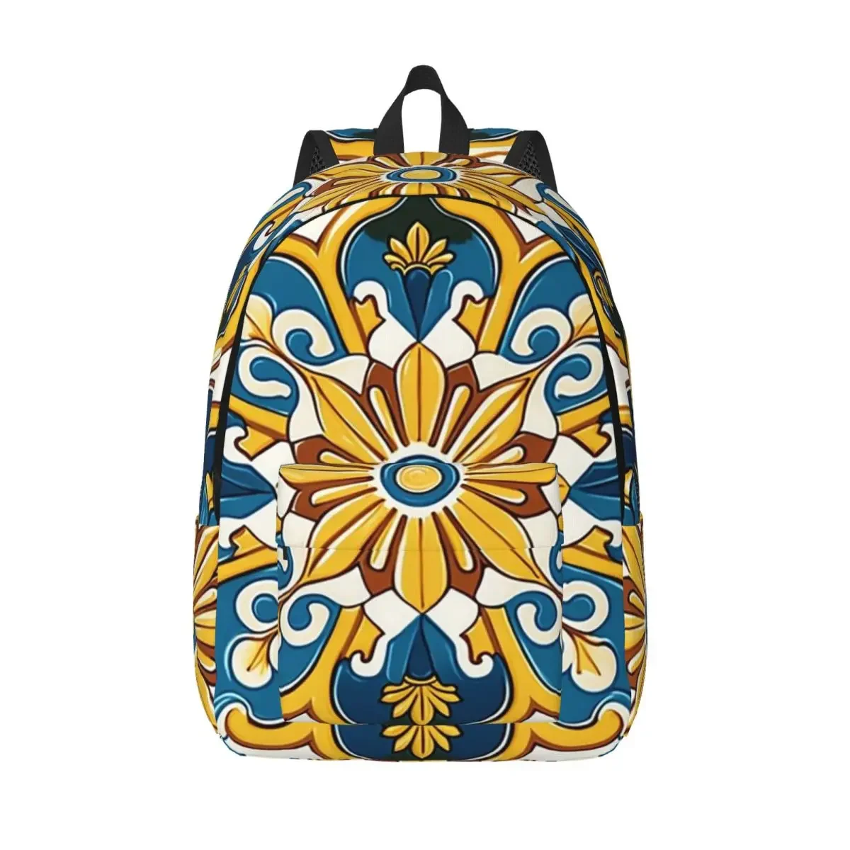 

Floral Maiolica Pattern Backpack Student Boys Girls BookBag Kids School Bag Computer Shoulder Bags for Men Women