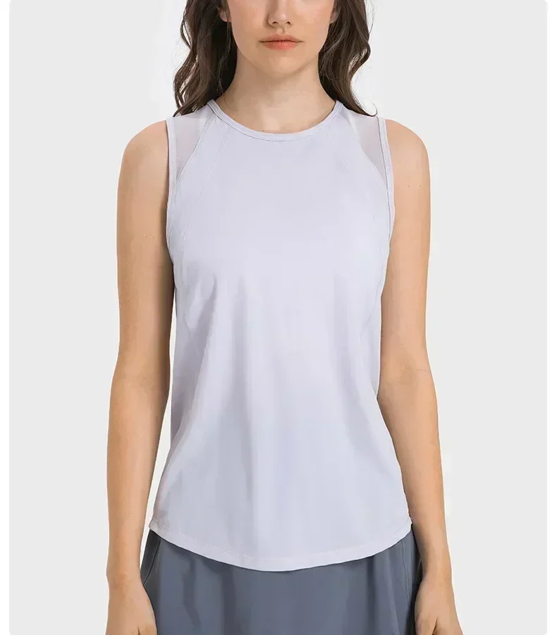 Zitrone Hüft länge Sculpt Tank Top schweiß ableitende klassische Passform ärmellose Hemden Vier-Wege-Stretch-Mesh leichte Lauf-Turn weste