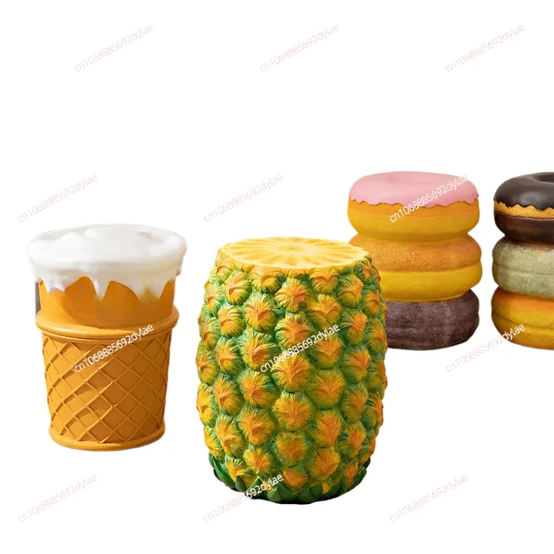 

Sweet Cone Ice Cream Stools, Shoe Changing Stools, Donuts, Pineapple Stools, American Retro Home Decoration Decorations