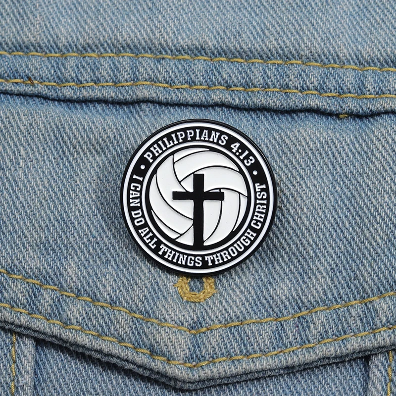 Philippians 4:13 I Can Do All Things Through Christian Enamel Pin Jesus Cross Punk Brooches Backpack Clothes Badge Lapel Pin