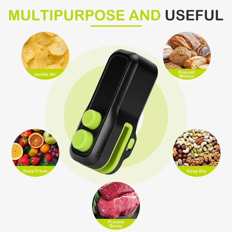 ABVI-ミニバッグシーラー - チップバッグシーラーヒートシール、カッターとマグネット付き、ポータブルミニシール機